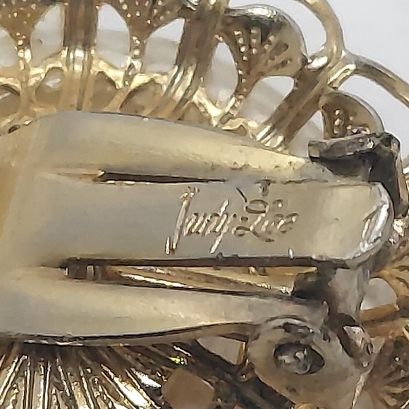 Vintage Judy Lee Gold Tone Faux Pearl Clip‎ On Earrings - Picture 4 of 6